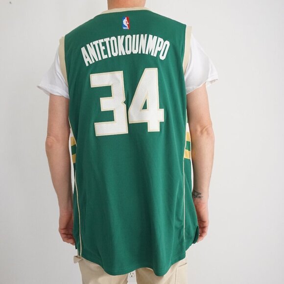 Adidas Swingman Milwaukee Bucks Antetokounmpo #34 Green & White NBA Jersey XL - Picture 2 of 14